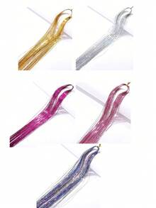 12pcs/Set Metallic Hair Tinsel Extensions, Suitable For Girls 7600 Strands Holographic Metallic Hair Tinsel, Heat Resistant, Colorful Hair Sparkle For Party/Festival (12 Colors) - Multicolor - View 20