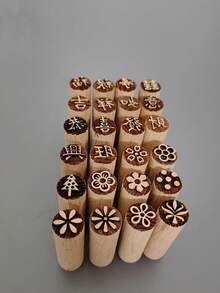 1pc Artistic Wooden Carved Stamp, For Ceramics & Clay, Sturdy Woodcarving Stamp, For Creative Patterns, Durable Clay Stamp Tool, For Handmaking & DIY Projects,Back To School,School Supplies - Multicolor - View 12