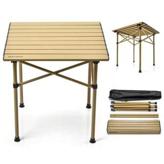 「Draagbare, opvouwbare kampeertafel van aluminiumlegering voor buiten, picknicktafel, barbecuetafel, opvouwbare en uitschuifbare tafel, draagbare kleine tafel voor thuis, multifunctionele tafel voor in de schuur, zelfrijdende tafel- en stoelcombinatie, eenvoudige opvouwbare tafel, waterdicht en vuilafstotend, lichtgewicht, kampeerbenodigdheden voor op reis, handige opbergbare opvouwbare tafel」