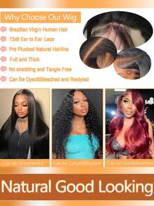 13x6 蕾丝前部真人发假发巴西波浪蕾丝前部假发 13x6 透明蕾丝前部假发女士真人发闭合假发 250% 密度 - Natural Black - 查看 2