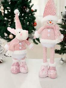 1 件圣诞粉色娃娃，5*13 英寸粉色娃娃，带亮片伸缩腿，家居节日装饰，桌面摆件，圣诞节，感恩节礼物，圣诞节