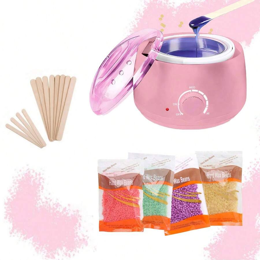 Wax Heater Depilation Machine, Suitable For Hands, Feet, Body SPA Hair Removal, Includes Wax Pot, Wax Beans And Wooden Sticks - View 1