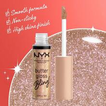 PROFESSIONAL MAKEUP Butter Gloss, Non-Sticky Lip Gloss - Sugar Glass ,Clear - Bring The Bling (Shimmer) - 查看 4