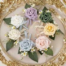 Fleurs de poitrine simulées, fleurs de poitrine en rose, broches, revers de costume raffinés, convenant pour les mariages, les saisons de remise des diplômes, les fêtes à thème, les rassemblements de vacances, etc.