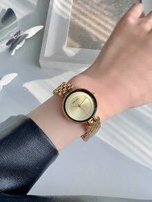 1 pieza Reloj de cuarzo elegante y de moda con esfera redonda de acero inoxidable, adecuado para uso diario, aniversario, cumpleaños, como regalo, para tiempo libre y negocios - Unitalla - Ver 9