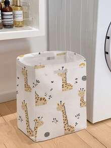 1 pieza Cesta de almacenamiento plegable de gran capacidad con diseño de zorro lindo y asa, cesta de almacenamiento multiusos para guardería, pañales de bebé, ropa, juguetes y organización de varios