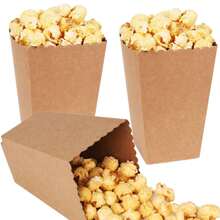 24/12pcs/1pc Brown Kraft Paper Popcorn Box, Fries Box, Candy Box, Suitable For Movie Theater, Mall, Party, Christmas