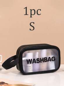 1 pièce Sac de toilette imperméable en PVC, sac de maquillage portable de grande capacité, pour le voyage, la plage, l'université, range les cosmétiques, les articles de toilette et les accessoires