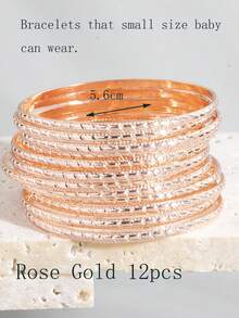 12 件闪亮优雅几何方块可叠戴手镯，适合儿童