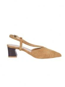 Giày cao gót đế dày kiểu dáng kitten heel bằng da lộn dành cho nữ, kiểu dáng mới, mũi nhọn, quai sau, cỡ lớn, thanh lịch. - màu nâu - Xem 6