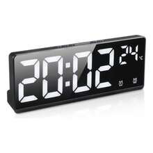 Un nuevo favorito para el hogar creativo: reloj de pared LED digital con termómetro. - Negro - Ver 1