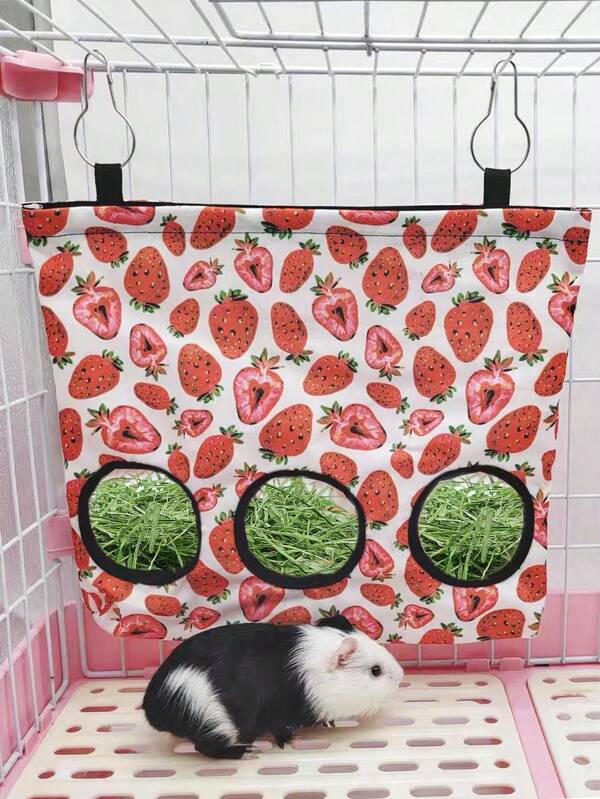 1 pieza Bolsa colgante para alimentar conejos, bolsa de heno para cobayas, roedores, conejos, adecuado para mascotas pequeñas, color mixto