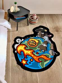 1pc Black People Earth Creative Art Design, Fashionable Pattern, Soft & Comfortable Bedroom Carpet, Home Decor, Easy To Clean, Made Of Polyester, Hand Wash Only, Suitable For Living Room, Bedroom, Indoor Use, Bedroom Decor, Room Decor, Small Rug - Multicolor - View 6
