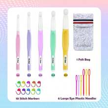 Lewhoo Large Sizes Crochet Hook Ergonomic Crochet Hooks Set,Big Crochet Hooks 8mm 10m 12mm 15mm 20mm - Grey8.0~20.0mm - View 6