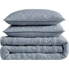 Dark Grey Quilt King Size Bedding Sets With Pillow Shams, Lightweight Soft Bedspread Coverlet, Quilted Blanket Thin Comforter Bed Cover, All Season Spring Summer, 3 Pieces, 104x90 Inches - 波西米亞藍灰色 - 查看 7
