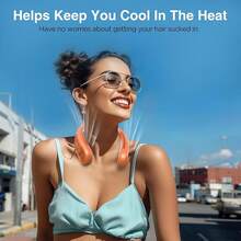 Neck Fan, Hands Bladeless Neck Fans Portable Rechargeable, 6000 MAh Battery Operated Wearable Personal Fan, Cooling Neck Fan, 3 Speeds, USB Fan Gifts Men, Women, Travel, Outdoor - 橘色 - 查看 2
