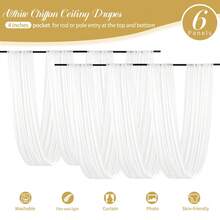 YMHPRIDE 6 Panels White Ceiling Drapes For Wedding Ceiling Drapes 5ftx10ft Wedding Arch Draping Fabric Sheer Curtains Chiffon Fabric Wedding Ceiling Decorations For Party Ceremony Stage Wedding Decoration - trắng - Xem 2