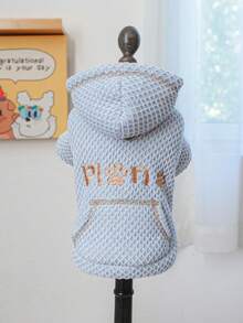 PETCIRCLE 1件寵物衣服可愛寵物保暖內裡連帽防風防寒刺繡字母A Plan運動衫 - 藍色 - 藍色 - 查看 6