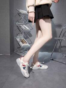 Women's White Sneakers, Spring/Summer 2022 New Korean Fashion Versatile Casual Shoes, Flat Inspo Breathable Mesh Hollow Anti-Skid Platform Comfy Soft Bottom Sport Sandals