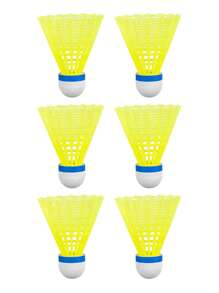 Set de 6 plumas de bádminton a prueba de viento - Elástico, resistente a la intemperie para entrenamiento deportivo al aire libre, Blanco/Amarillo