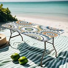 1pc Bohemian Floral Printed Elastic Table Cover, Lightweight And Washable, Suitable For Family Gatherings, Outdoor Decor, Festivals, Indoor/Outdoor Use - Multicolor - View 29