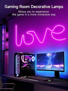 1pc Neon LED Light Strip, Waterproof, DIY Design, Suitable For Gaming Room, Bedroom, Living Room, Kitchen, Bar, Corridor, Party Decoration, Outdoor Decoration, Festival Atmosphere Decoration, Party Decoration, 44 Key Remote Control, Multiple Modes