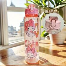 Sanrio (Authorized) Sanrio Hello Kitty Kuromi Melody Jade Guigou 800ml/27 Oz Cartoon Transparent Sports Water Bottle, Leak Proof, Portable, Drop Proof, Comes With Pop Up Lid, Suitable For Exercise, Slow Running, Gifts For Her, Birthday Gifts, Graduation Season, Summer Travel Accessories, Etc