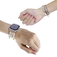 1 Pieza Correa de mujer bohemia colorida con cuentas, pulsera estilo brazalete, compatible con 38/40/41/42/44/45/49mm, se adapta a Ultra/SE/8/7/6/5/4/3/2/1