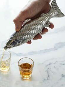 1pc Stainless Steel Fish Shaped Hip Flask, Unique Design Portable Alcohol Bottle For Camping & Outdoor