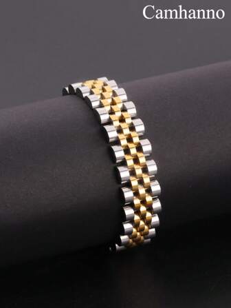 Camhanno 1 件简约时尚的金色手链，适合男士日常佩戴或特殊场合/送给朋友的理想情人节和圣诞节礼物