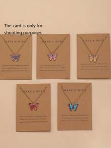10 Peças/5 Peças Conjunto de Colar Pendente de Borboleta Colorida Elegante e da Moda Y2K, Unissex, Adequado para Férias, Festa, Encontros, Presente, Uso Diário, Presente de Festival, Melhores Desejos