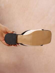1 Pair Elegant Contrast Color Bow Decor Women High Heel Sandals, Suitable For Outdoor Office Wear In Summer