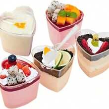 5 Oz herzförmige klare Dessertschalen, Mousse Schalen ohne Löffel oder Deckel, wiederverwendbare Kuchenformen für Desserts, Pudding, Gelee, Vorspeisen, Parfait, geeignet für Muttertag, Valentinstag, Hochzeiten, Geburtstage, Picknicks, Teepartys und mehr