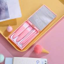 轻松携带旅行化妆刷套装，COSHINE 5件套迷你全功能化妆刷套装（5支带镜子），化妆刷套装，化妆刷套装，化妆刷套装，全套化妆刷，化妆刷套装，化妆套装，化妆刷套装，化妆礼盒套装 - 彩色 - 查看 10