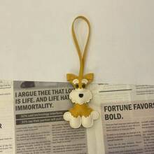 1pc Schnauzer Dog Leather Keychain, Creative Pet Charm Bag Accessory, Cute Dog Pendant, PU Leather Cartoon Dog Keyring, Small Gift