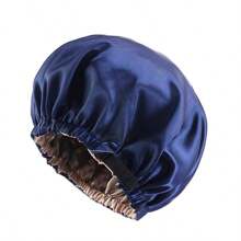 Women's Solid Colored Double-Layered Satin Bonnet Adjustable Slouchy Cap With Elastic Button Closure, Fashionable Sleep Bonnet For Daily Use To Protect & Style Hair