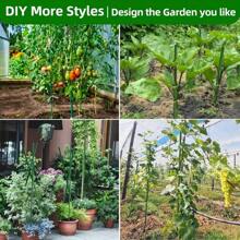 21pcs 1.1mm Durable Metal Trellis Stakes - Garden Stakes For Tomato, Grape, Passion Fruit Vines Support - Greenhouse & Outdoor Gardening Essential, Sturdy Support Tool, PET Coated Metal Core, Anti-Corrosion, Easy To Insert For Climbing Plants, Vines, Fruits And Vegetables
