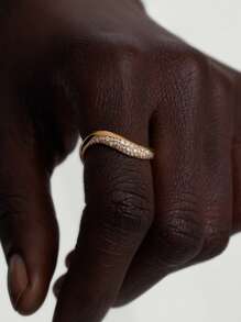 Eleganter und einzigartiger 925er Sterlingsilber Chic minimalistischer Wellen-Zirkonia-Ring für Frauen als Alltagsschmuck und Liebesgeschenk