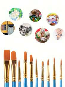 Soucolor Acrylic Paint Brush Set 20 Round Tip Artist Brushes For Acrylic Oil Watercolor Canvas Rock Body Face Nails Miniature Details Painting Supplies, Art Supplies, Back To School Supplies