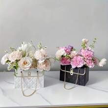 2/3pcs Creative Fresh Flower Packaging Hand Carrying Bag, Romantic Surprise Small Gift Flower Packaging Bag, Foldable Flower Gift Box, Brand Perfume Packaging Box