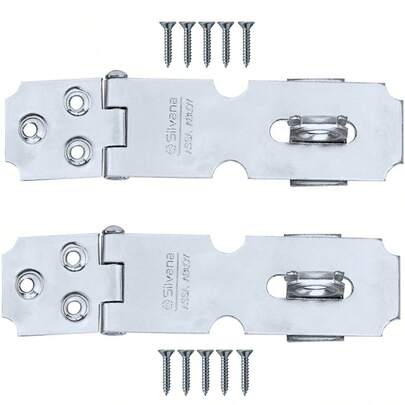 Dobradiça Porta Cadeado Fecho Trinco Zincado 6,5cm Para Portão Gaveta Armário | Silvana | Kit 02 Un