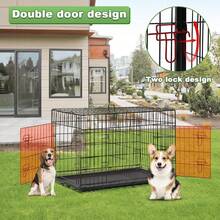 BestPet 24,30,36,42,48 Inch Dog Crates For Large Dogs Folding Mental Wire Crates Dog Kennels Outdoor And Indoor Pet Dog Cage Crate With Double-Door,Divider Panel, Removable Tray (Black, 48") - 黑色 - 查看 5