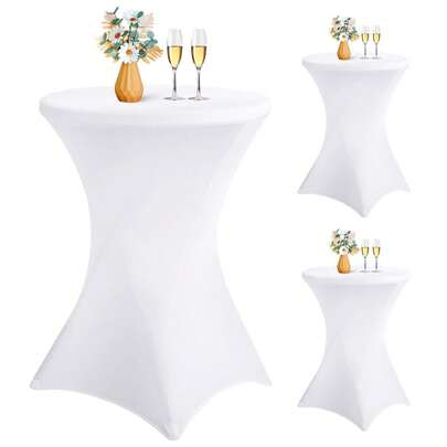  LYAFS Set di 3 coperture elastiche per tavoli da bar e bistrot Ø 80-85 cm Eleganti, rinforzate nella zona dei piedi, coperture elastiche bianche per tavoli da bar e bistrot Colori multipli: la festa di nozze è una festa all'aperto (80 x 110 cm)
