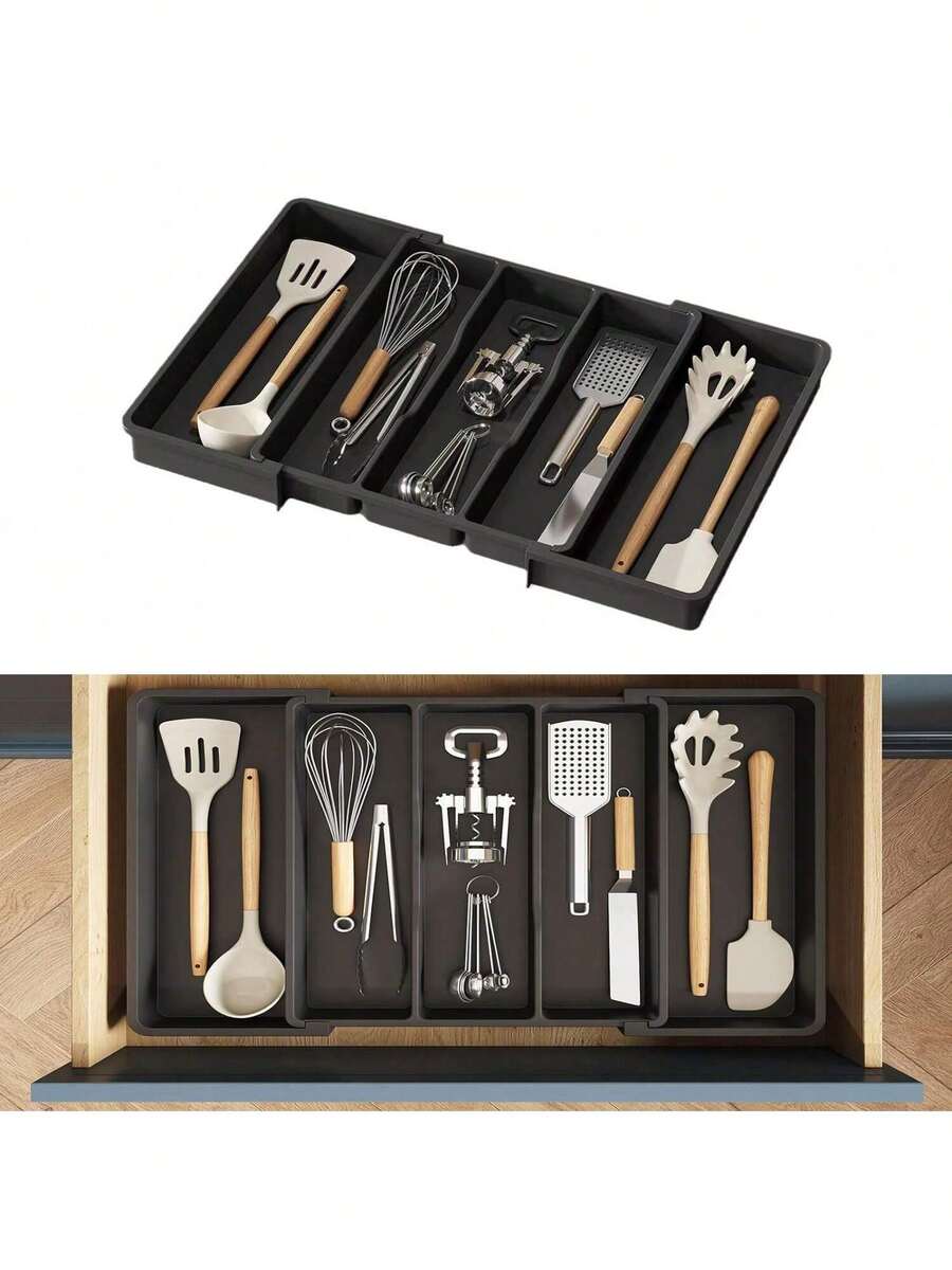 1PC Silverware Organizer - Expandable Kitchen Drawer & Utensil Organizer, Cutlery Tray With Drawer Dividers For Kitchen Flatware - One Size - View 1