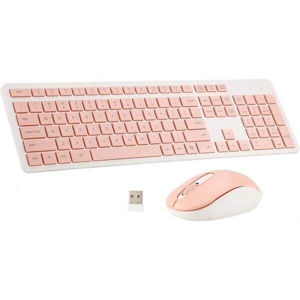Wireless Keyboard And Mouse Combo, 2.4G Silent Cordless Keyboard Mouse Combo For Windows Chrome Laptop Computer PC Desktop, 106 Keys Full Size With Number Pad, 1600 DPI Optical Mouse (Black)