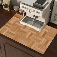 1pc Wood Grain Pattern Printed Absorbent Mat, Suitable For Espresso Machine, Sink, Faucet, Cup Holder, Home Decor, Kitchen & Bathroom Accessories - Multicolor - View 10