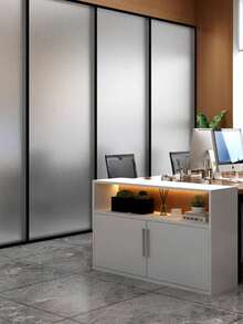 1卷磨砂隐私窗膜 - 静电吸附可移除玻璃膜 - 防紫外线，适用于办公室、会议室、浴室、客厅 - 17.5 x 118 英寸 - 無色 - 查看 14