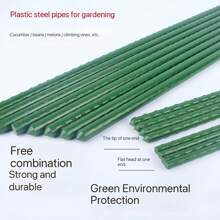 21pcs 1.1mm Durable Metal Trellis Stakes - Garden Stakes For Tomato, Grape, Passion Fruit Vines Support - Greenhouse & Outdoor Gardening Essential, Sturdy Support Tool, PET Coated Metal Core, Anti-Corrosion, Easy To Insert For Climbing Plants, Vines, Fruits And Vegetables