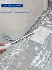 1 Quick Spin Mini Mop With 360° Rotating Head And Portable Push Handle, Easy-Twist Polyester Mop For Glass And Wall Cleaning High-Quality Stainless Steel Flat Mop With Automatic Cloth Clip - 36 Inch Removable Handle, 360° Slim Head, Suitable For Easy Cleaning Of Kitchen, Living Room, Bedroom, Bathroom Floors, Walls, Glass.