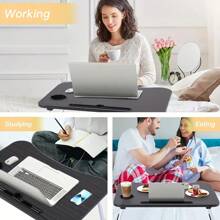 1pcs Laptop Bed Table Tray Rack With Cup Holder/Drawer For Bed/Sofa/Couch/Den/Reading/Writing On Low Living Room Floor, Large Portable Foldable Lap Table Bed Tray For Dining And Laptop (White)